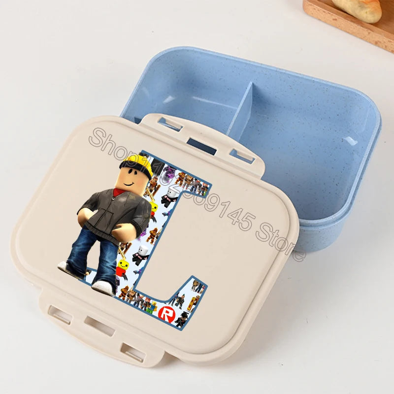 New Roblox Bento Lunch Box Cartoon Letter A-Z Printed Food Storage Containers Kids Boys Lunch Box Children Birthday Gifts