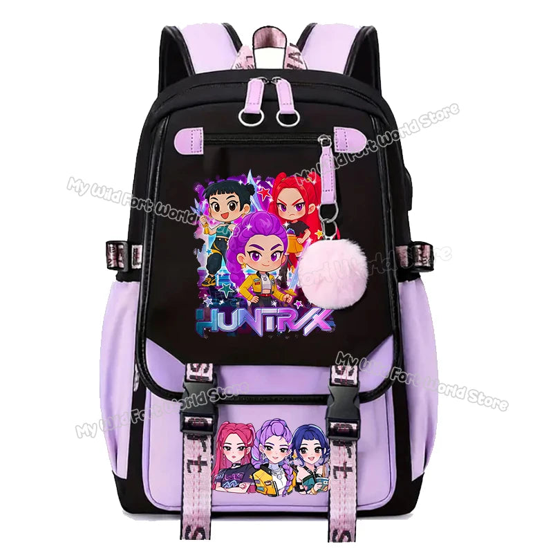 Kpop Demon Hunters School Backpack Hot Movie Girl Student Knapsack Anime Cartoon High Capacity Schoolbag Teen Casual Rucksack