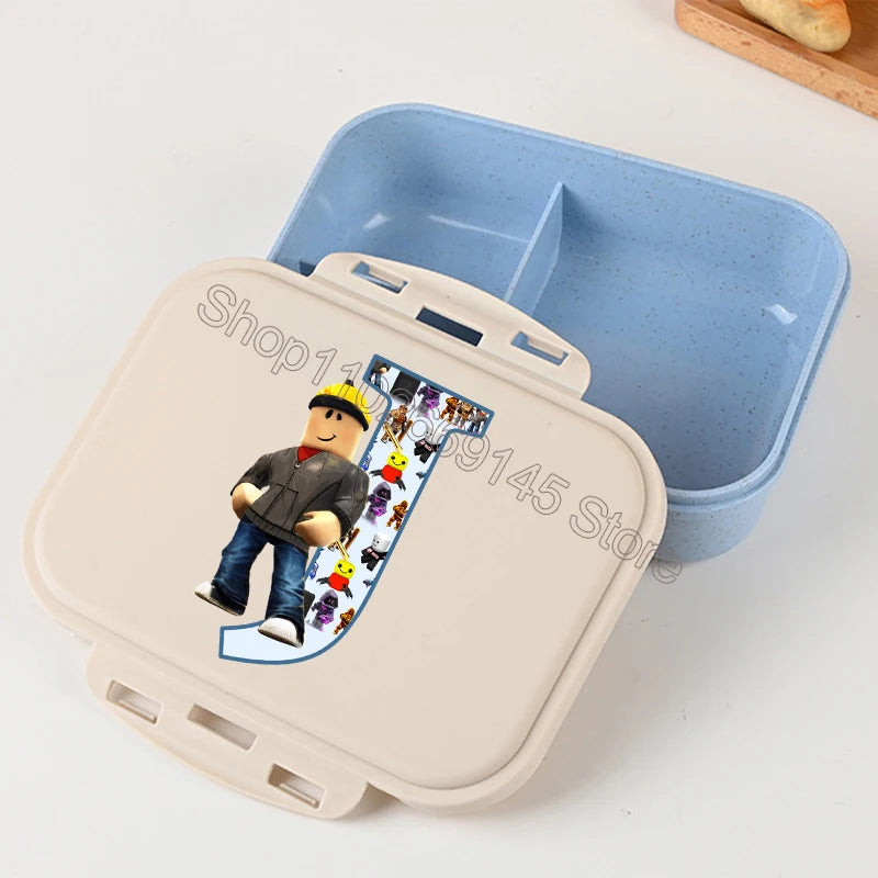 New Roblox Bento Lunch Box Cartoon Letter A-Z Printed Food Storage Containers Kids Boys Lunch Box Children Birthday Gifts