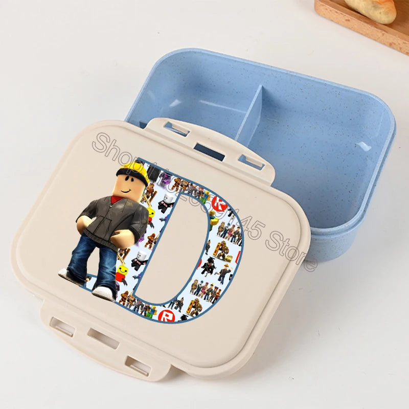 New Roblox Bento Lunch Box Cartoon Letter A-Z Printed Food Storage Containers Kids Boys Lunch Box Children Birthday Gifts