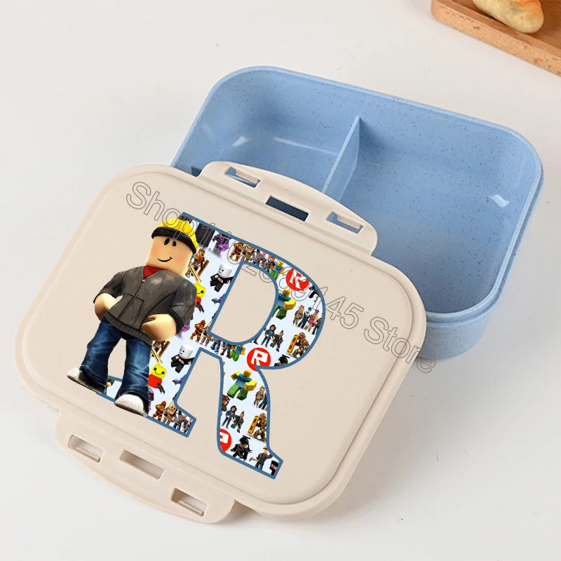 New Roblox Bento Lunch Box Cartoon Letter A-Z Printed Food Storage Containers Kids Boys Lunch Box Children Birthday Gifts