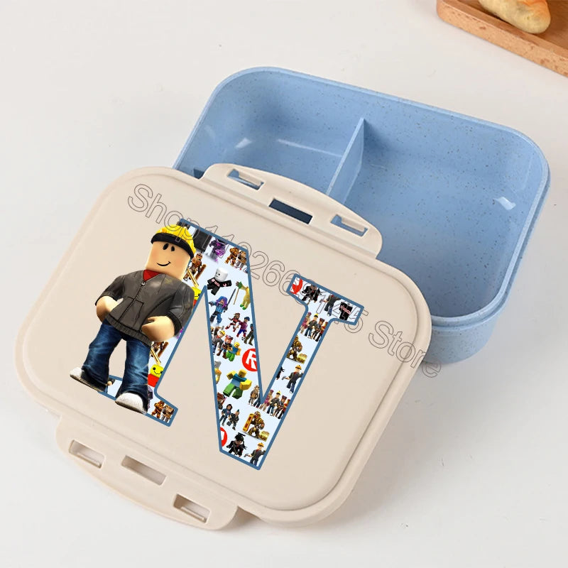 New Roblox Bento Lunch Box Cartoon Letter A-Z Printed Food Storage Containers Kids Boys Lunch Box Children Birthday Gifts