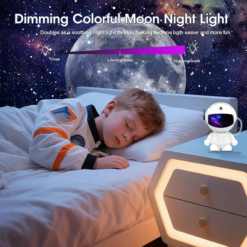 Space Galaxy Night Light Projector, Ultra-HD Astronaut Design, 12 Film Discs, LED Display with Adjustable Brightness