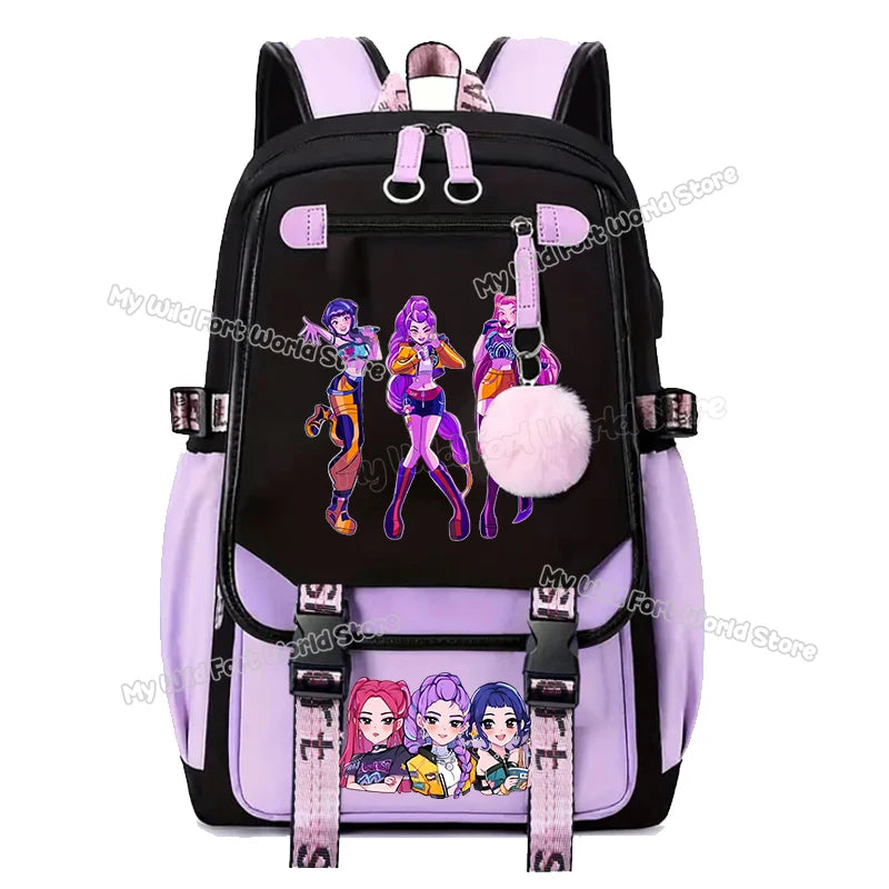 Kpop Demon Hunters School Backpack Hot Movie Girl Student Knapsack Anime Cartoon High Capacity Schoolbag Teen Casual Rucksack