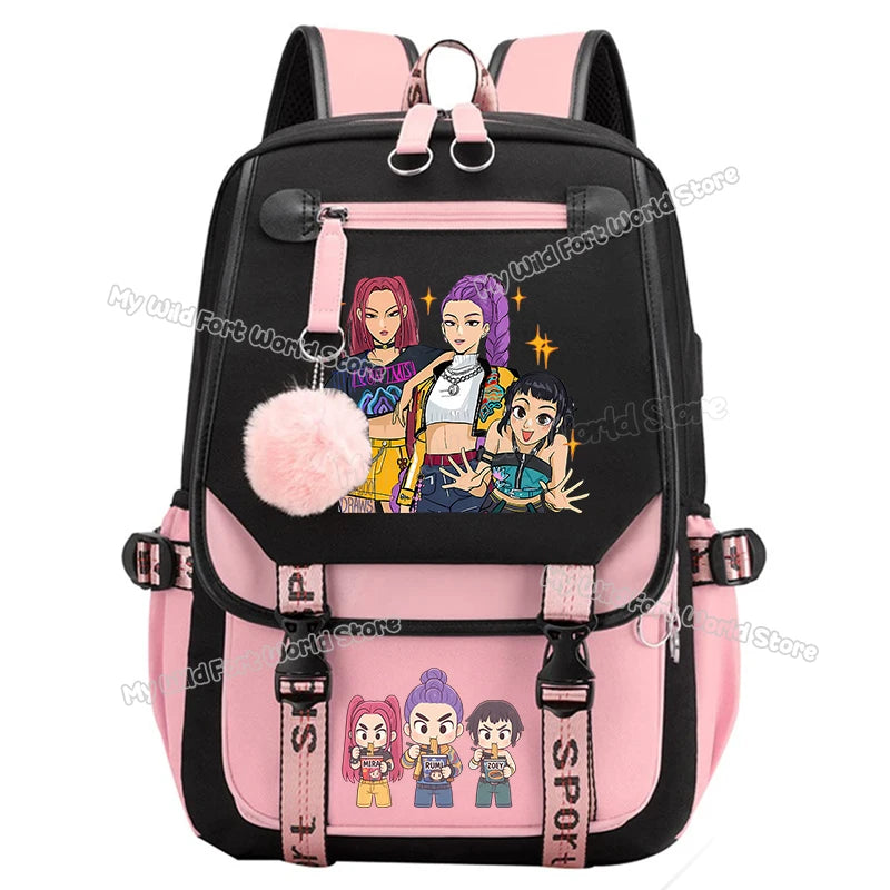 Kpop Demon Hunters School Backpack Hot Movie Girl Student Knapsack Anime Cartoon High Capacity Schoolbag Teen Casual Rucksack