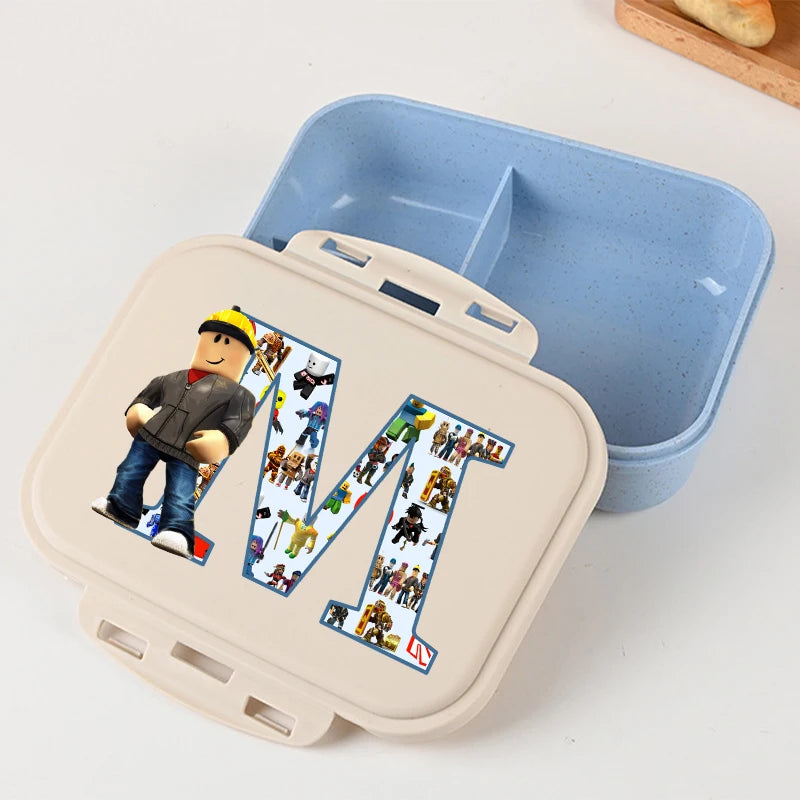 New Roblox Bento Lunch Box Cartoon Letter A-Z Printed Food Storage Containers Kids Boys Lunch Box Children Birthday Gifts