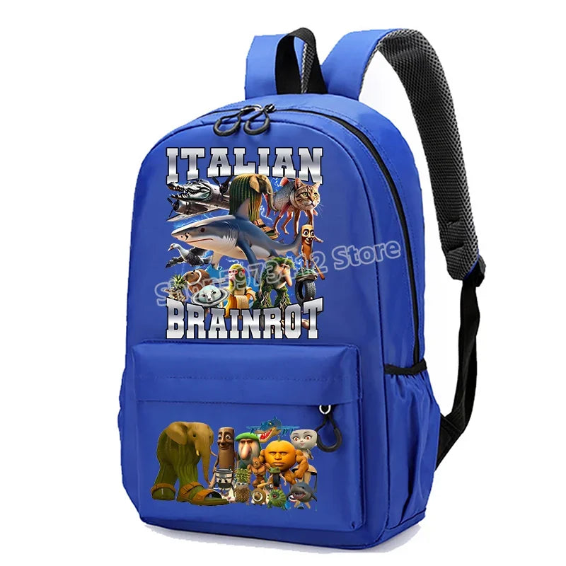 Italian Brainrot Knapsack Large Capacity Backpack Men Cartoon Meme Schoolbag Tung Sahur Funny Fashion Back To School Animal Bags