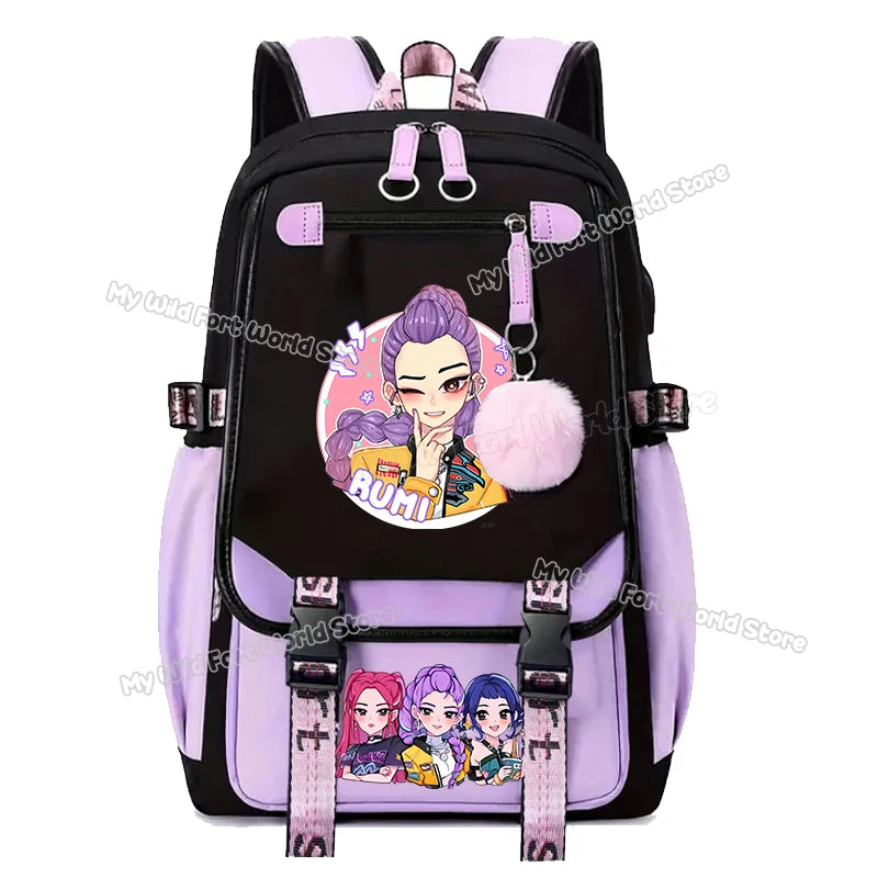 Kpop Demon Hunters School Backpack Hot Movie Girl Student Knapsack Anime Cartoon High Capacity Schoolbag Teen Casual Rucksack