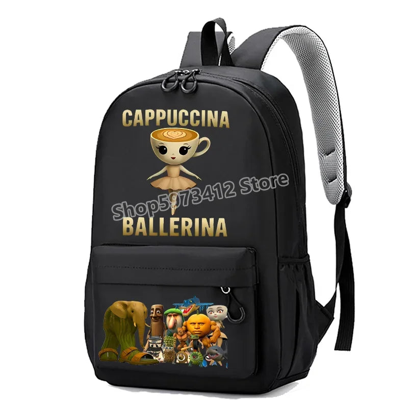 Italian Brainrot Knapsack Large Capacity Backpack Men Cartoon Meme Schoolbag Tung Sahur Funny Fashion Back To School Animal Bags
