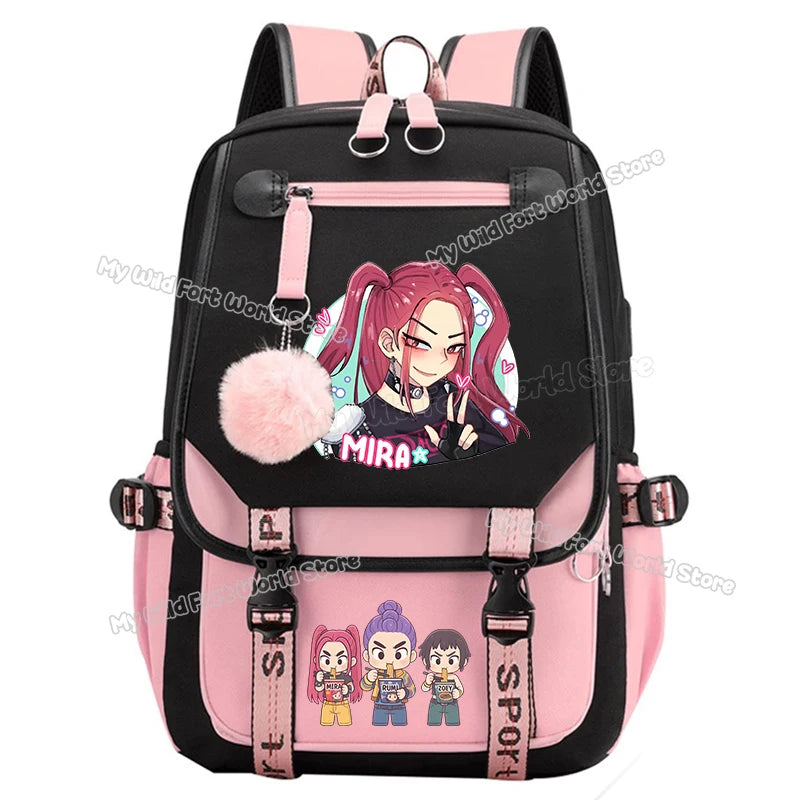 Kpop Demon Hunters School Backpack Hot Movie Girl Student Knapsack Anime Cartoon High Capacity Schoolbag Teen Casual Rucksack