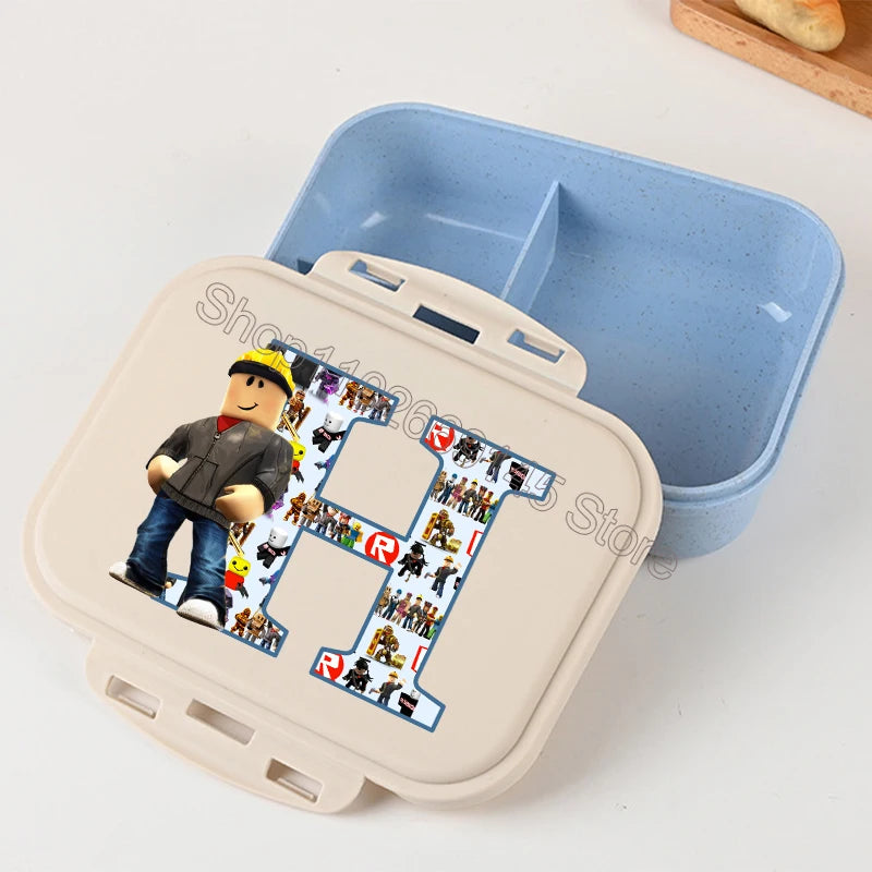New Roblox Bento Lunch Box Cartoon Letter A-Z Printed Food Storage Containers Kids Boys Lunch Box Children Birthday Gifts