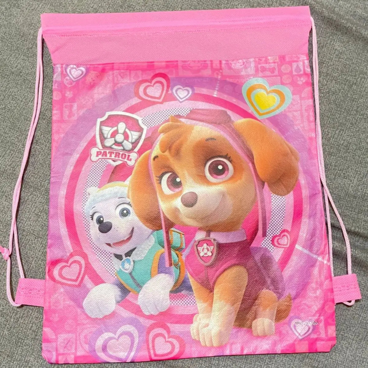 Paw Patrols Drawstring Backpack Cute Skye Puppy Draw String Bags Double Sided Non-woven Fabric Handbag Portable Organizers Pouch