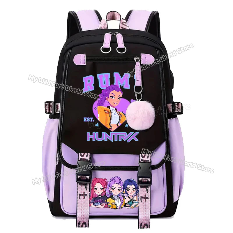 Kpop Demon Hunters School Backpack Hot Movie Girl Student Knapsack Anime Cartoon High Capacity Schoolbag Teen Casual Rucksack