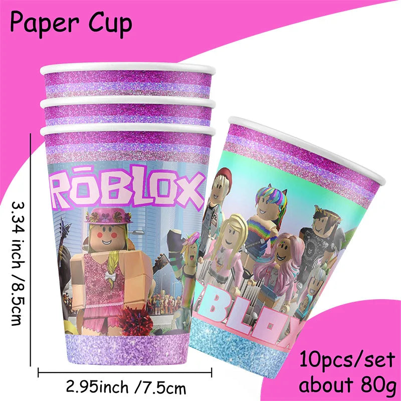 Roblox Birthday Party Decorations Supplie Roblox Celebration Party Plate Honeycomb Disposable Tableware Cup Plate Baby Shower