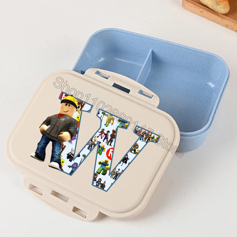 New Roblox Bento Lunch Box Cartoon Letter A-Z Printed Food Storage Containers Kids Boys Lunch Box Children Birthday Gifts