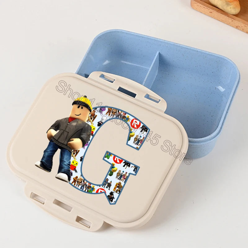 New Roblox Bento Lunch Box Cartoon Letter A-Z Printed Food Storage Containers Kids Boys Lunch Box Children Birthday Gifts