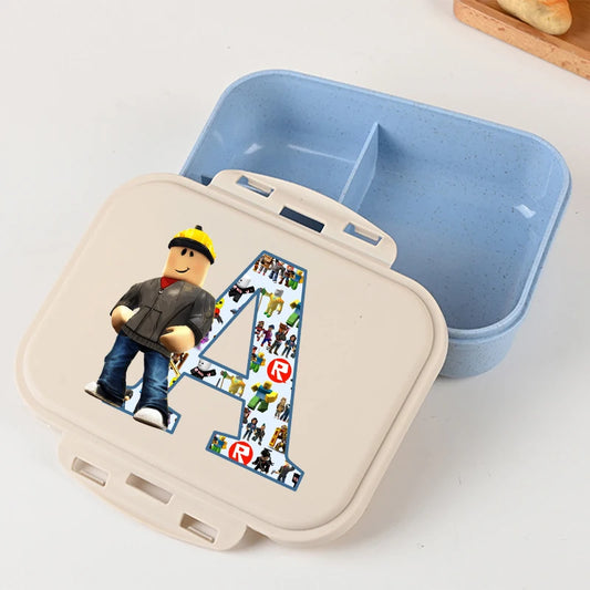 New Roblox Bento Lunch Box Cartoon Letter A-Z Printed Food Storage Containers Kids Boys Lunch Box Children Birthday Gifts