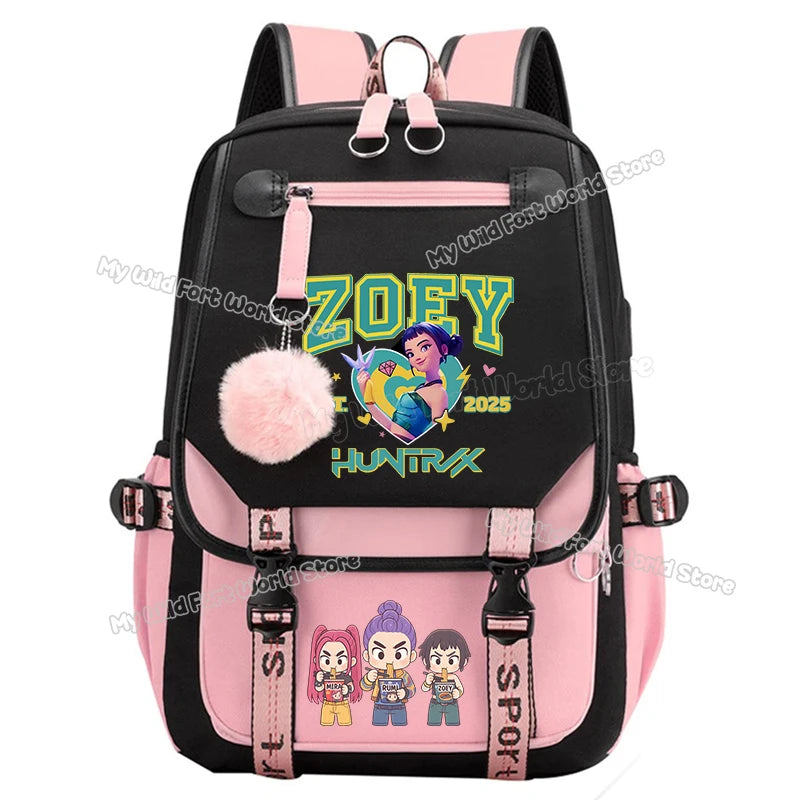 Kpop Demon Hunters School Backpack Hot Movie Girl Student Knapsack Anime Cartoon High Capacity Schoolbag Teen Casual Rucksack