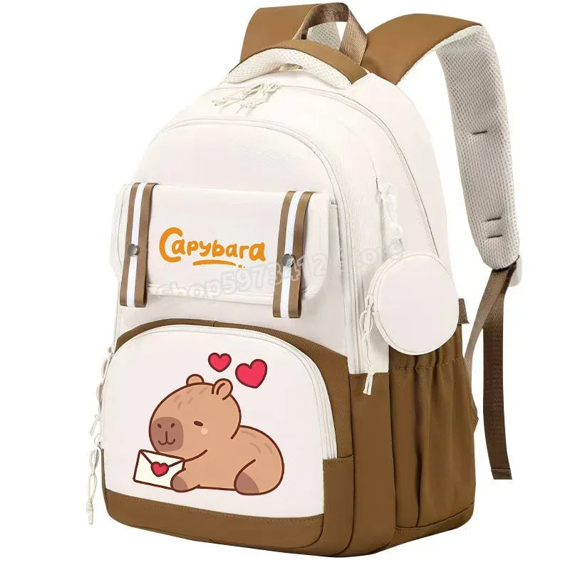 Kawaii Capybara Backpack Large Capacity Travel Y2k Bag Teenagers Student Boys Girls Fashion Rucksacks Back To School Kids Gifts