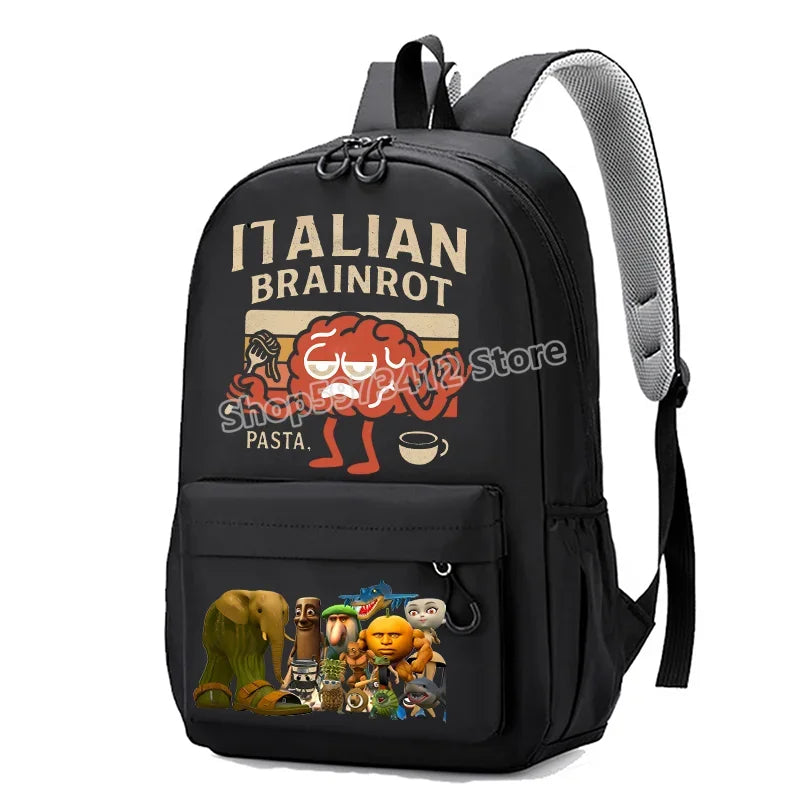 Italian Brainrot Knapsack Large Capacity Backpack Men Cartoon Meme Schoolbag Tung Sahur Funny Fashion Back To School Animal Bags